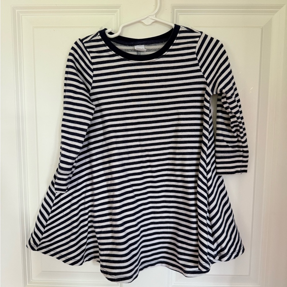 Striped Toddler Girl Dress in Navy & White - Size 2t
